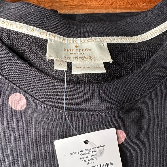 KATE SPADE NEW YORK BROOME STREET BAKERY BLACK & PINK DOT LOGO SWEATSHIRT - Picture 6 of 8